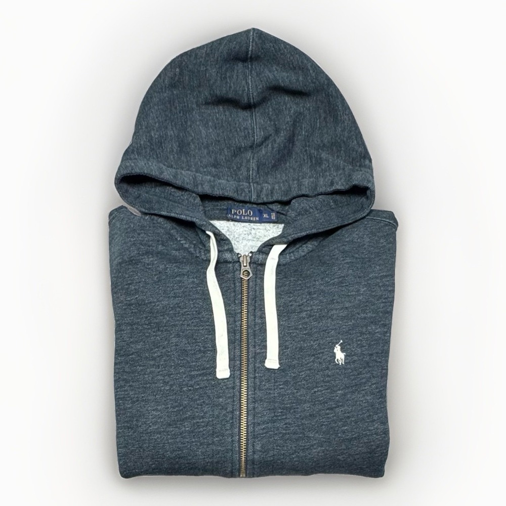 Polo Ralph Lauren Grey Hoodie Men's XL Full Zip Heavyweight